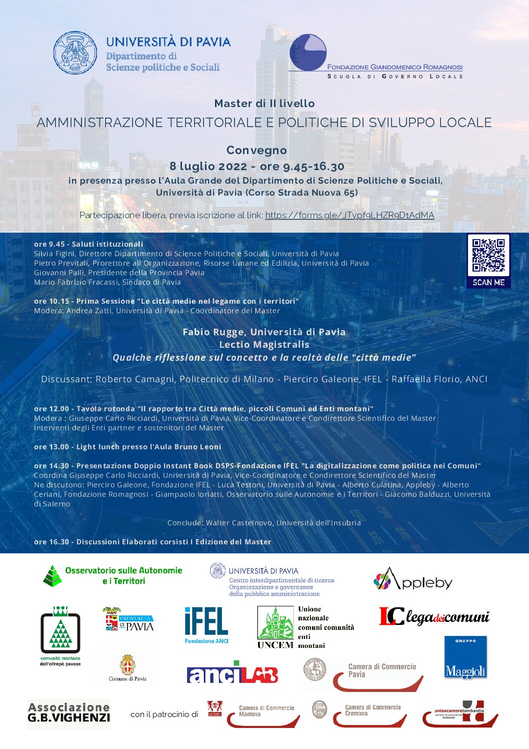 8 luglio 2022, presso Aula Grande del Dipartimento di Scienze Politiche, Università di Pavia, Convegno di apertura della II edizione del Master a.a. 2021-2022